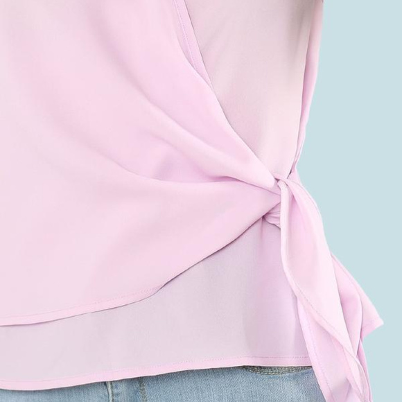 V neck wrap style top with side tie - Picture 5 of 5